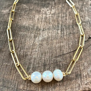 Paperclip Pearl Necklace